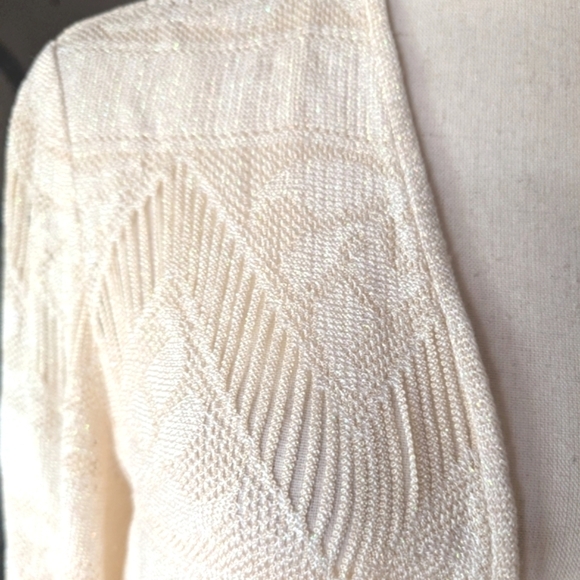 Vintage Lillie Rubin Gold Metallic Fringe Open Front Duster Size Medium - Picture 5 of 11